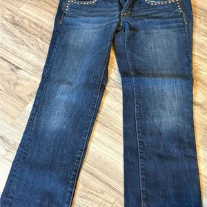 American Eagle Outfitters Women's Dark Blue straight leg crop Jeans